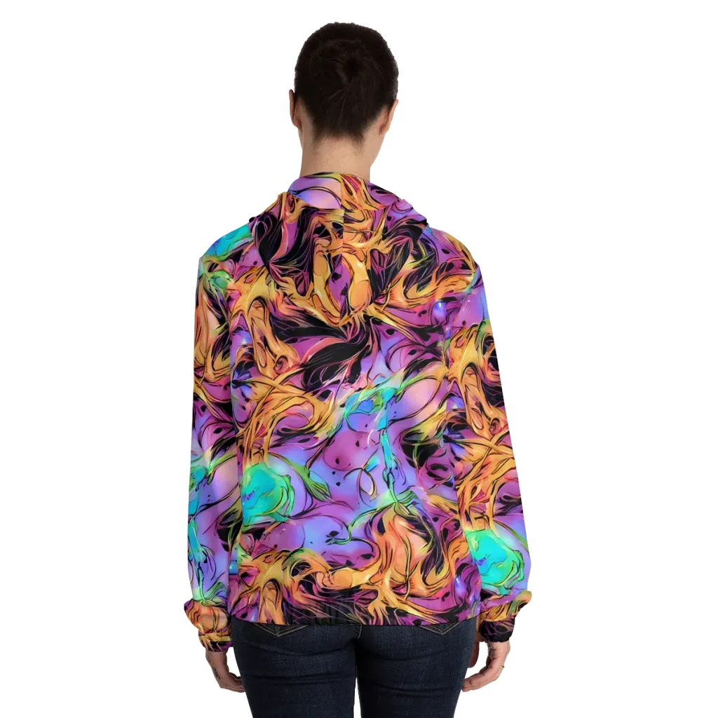 Neon Marigold on Women's Full-Zip Hoodie — Back On Person
