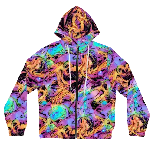 Neon Marigold on a Women's Full-Zip Hoodie