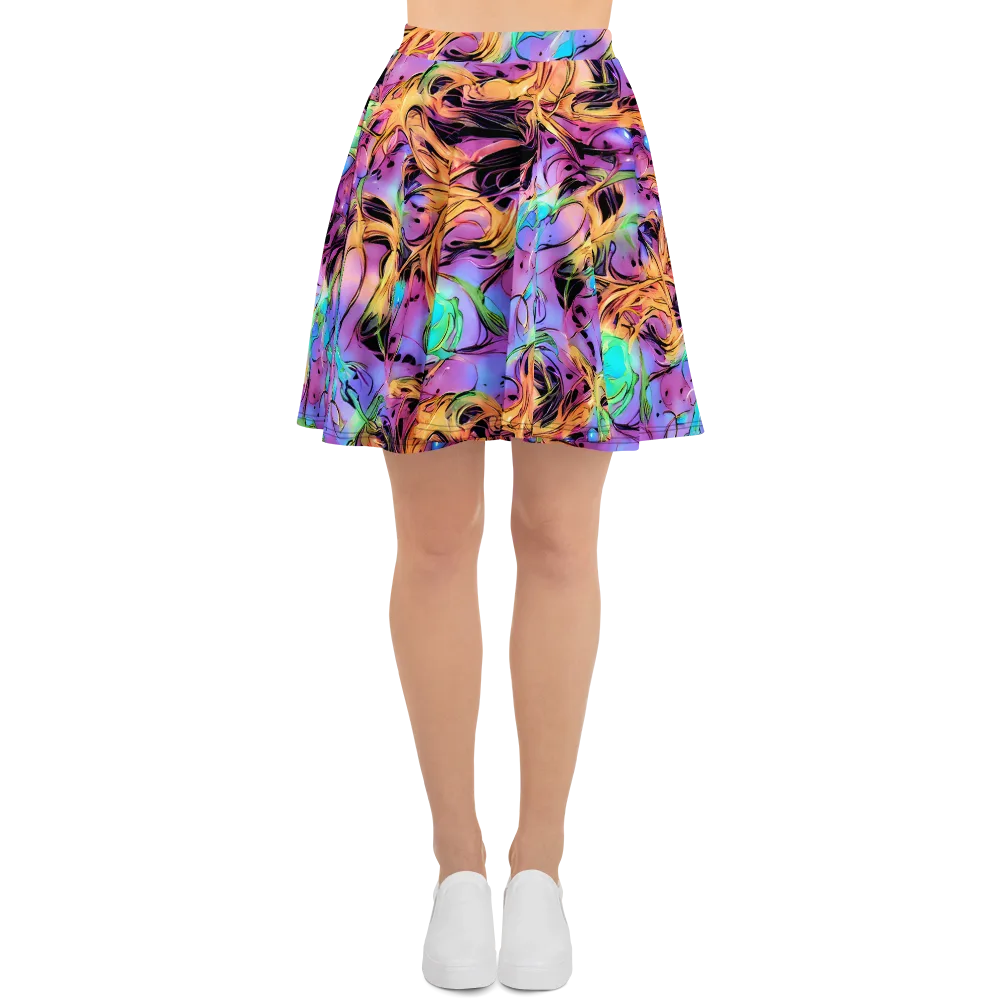 Neon Marigold on Skater Skirt — Front