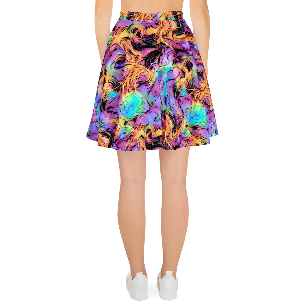 Neon Marigold on Skater Skirt — Back