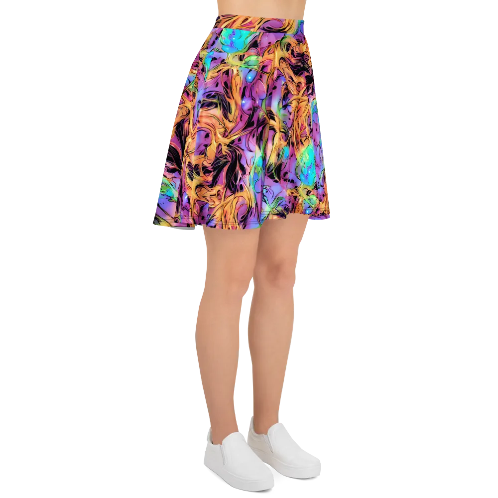 Neon Marigold on Skater Skirt — Right
