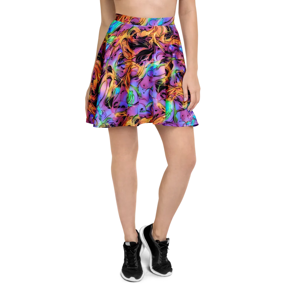 Neon Marigold on Skater Skirt — Front