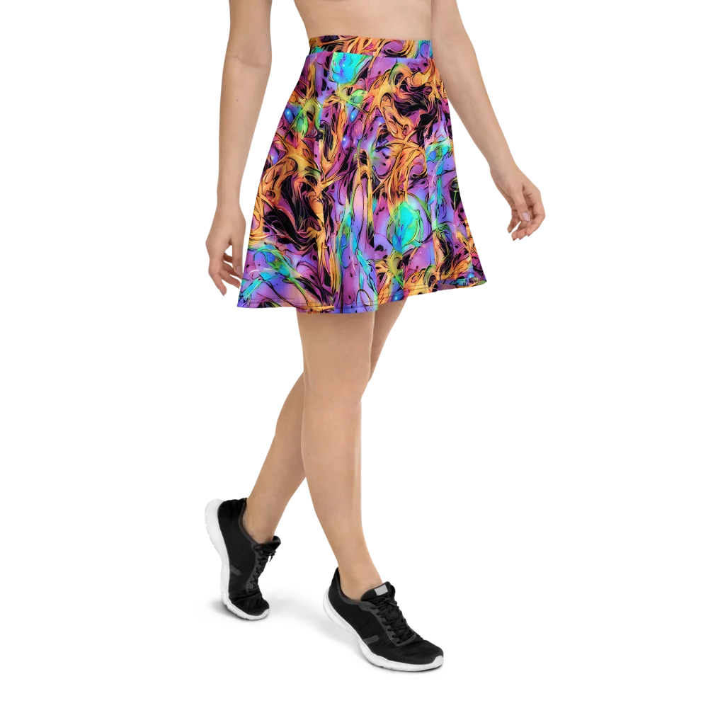 Neon Marigold on Skater Skirt — Right