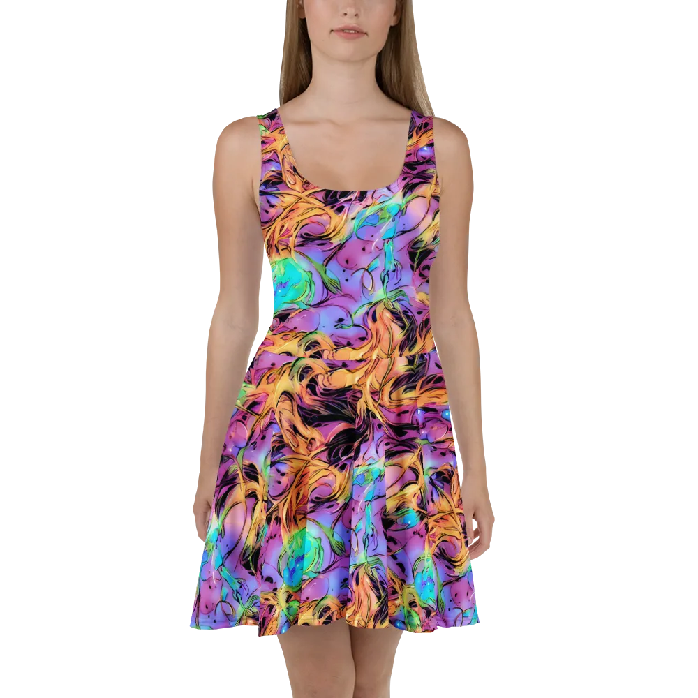 Neon Marigold on Skater Dress — Front