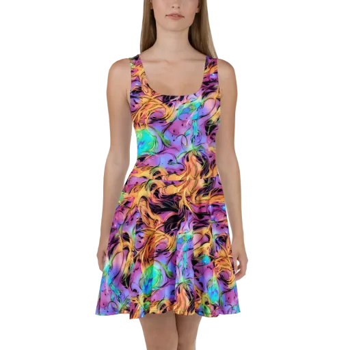 Neon Marigold on a Skater Dress