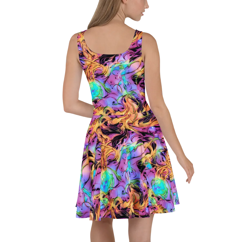 Neon Marigold on Skater Dress — Back