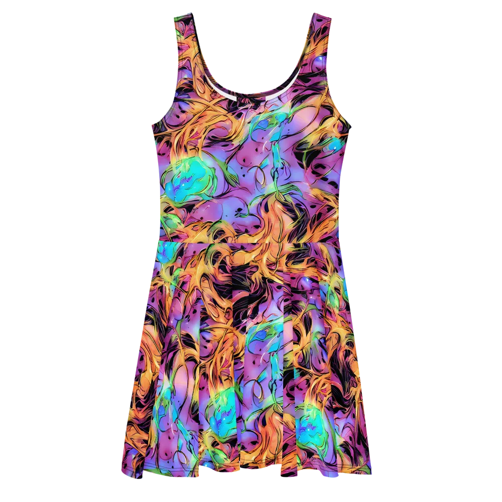Neon Marigold on Skater Dress — Front