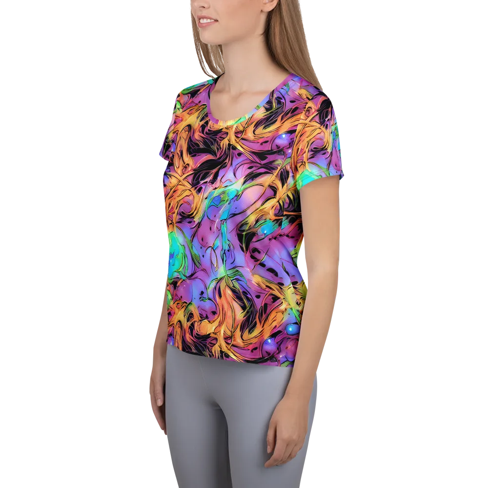 Neon Marigold on Women's Athletic T-Shirt — Left