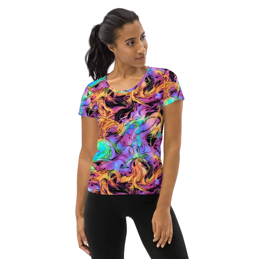 Neon Marigold on Women's Athletic T-Shirt — Front