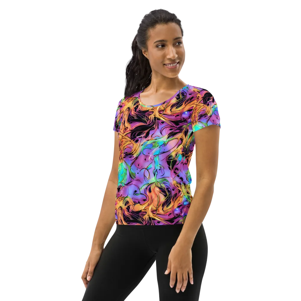 Neon Marigold on Women's Athletic T-Shirt — Left