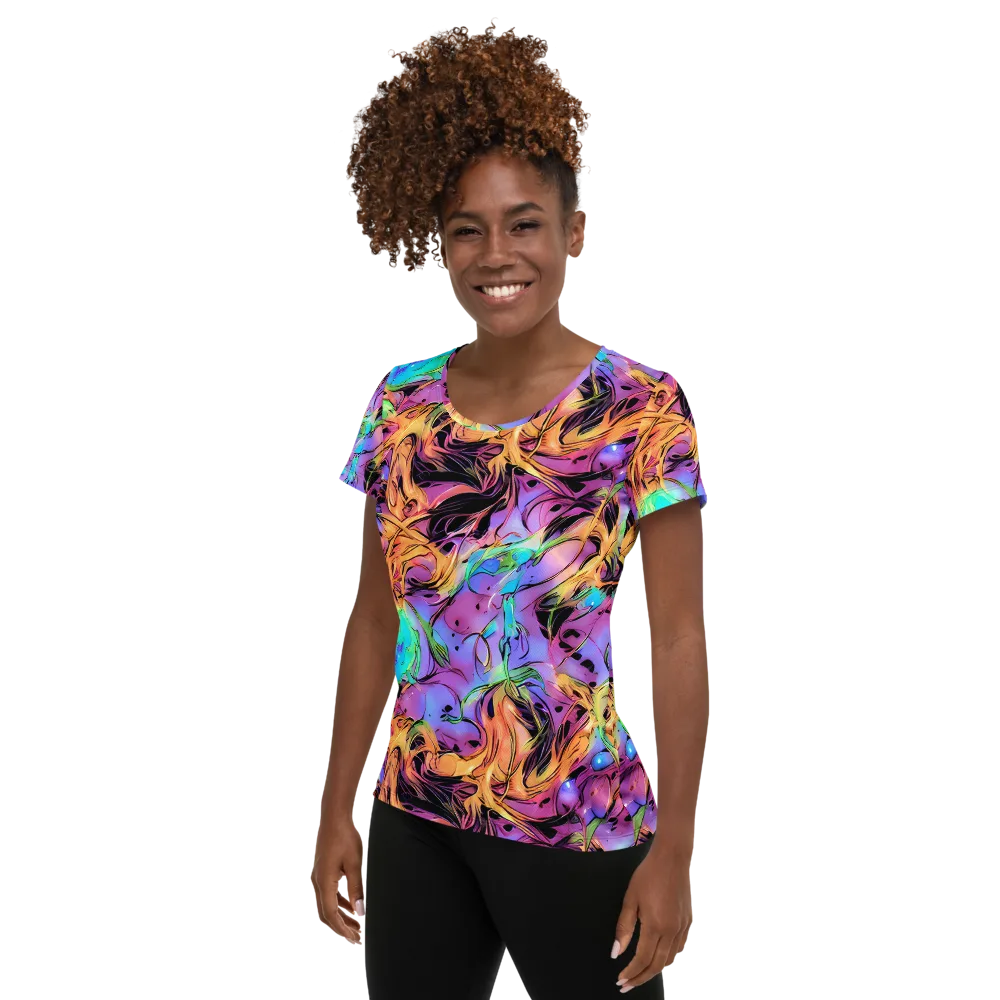 Neon Marigold on Women's Athletic T-Shirt — Left