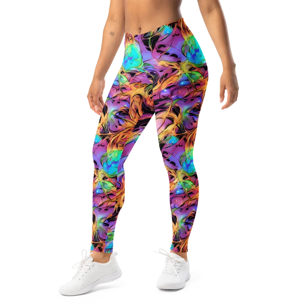 Neon Marigold on Leggings — Left Front