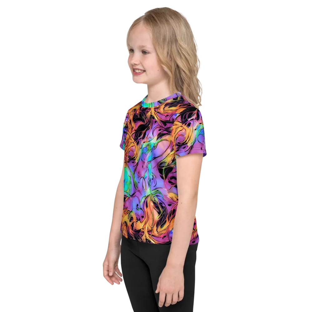 Neon Marigold on Kids Crew Neck T-Shirt — Left