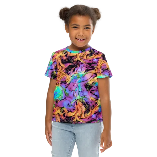 Neon Marigold on a Kids Crew Neck T-Shirt