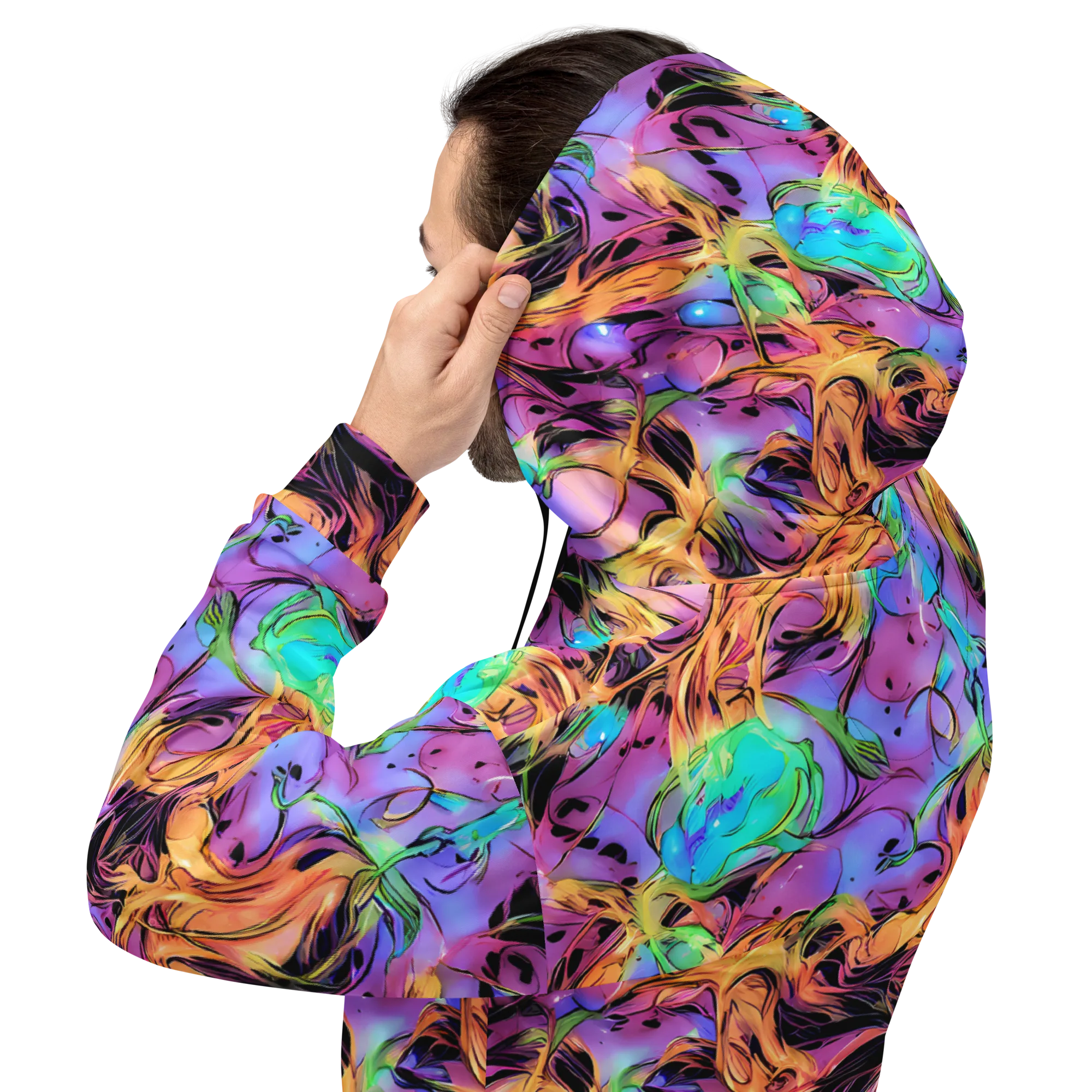 Neon Marigold on Hoodie — Back