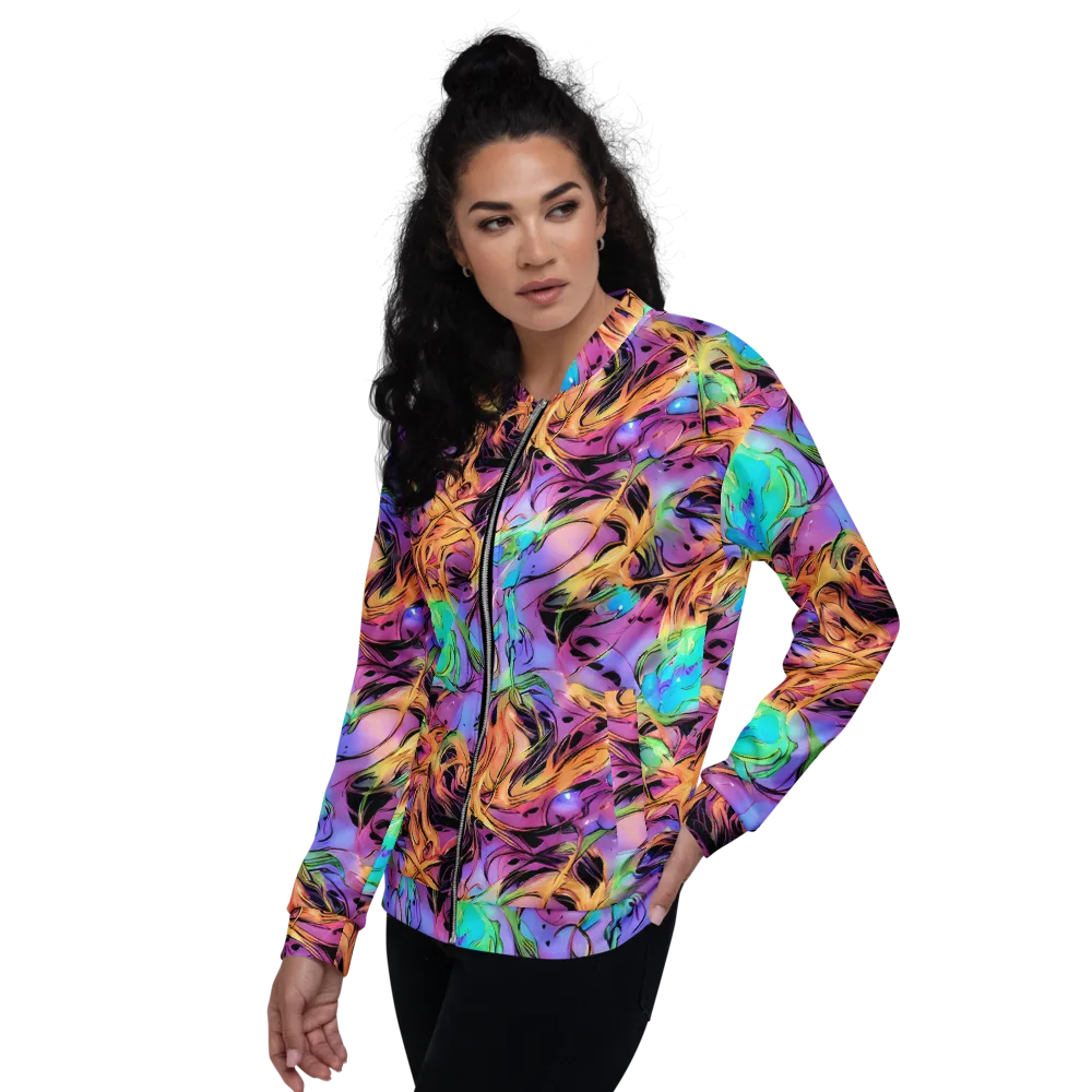 Neon Marigold on Bomber Jacket — Left
