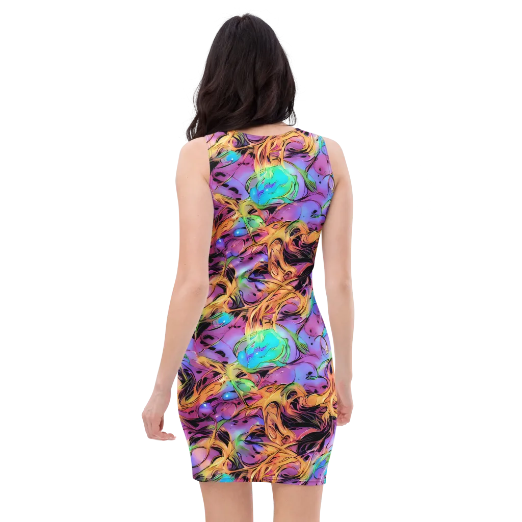 Neon Marigold on Bodycon Dress — Back