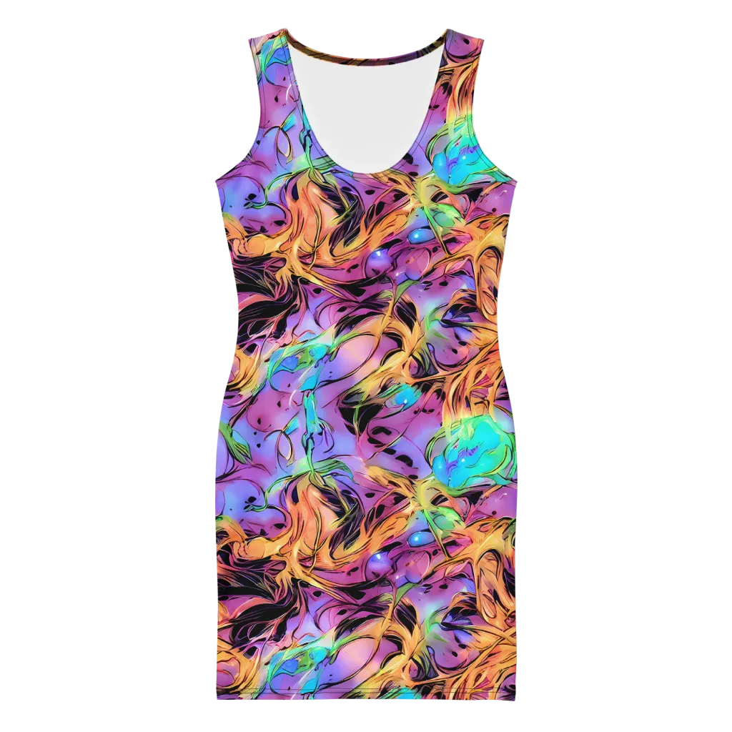 Neon Marigold on Bodycon Dress — Front