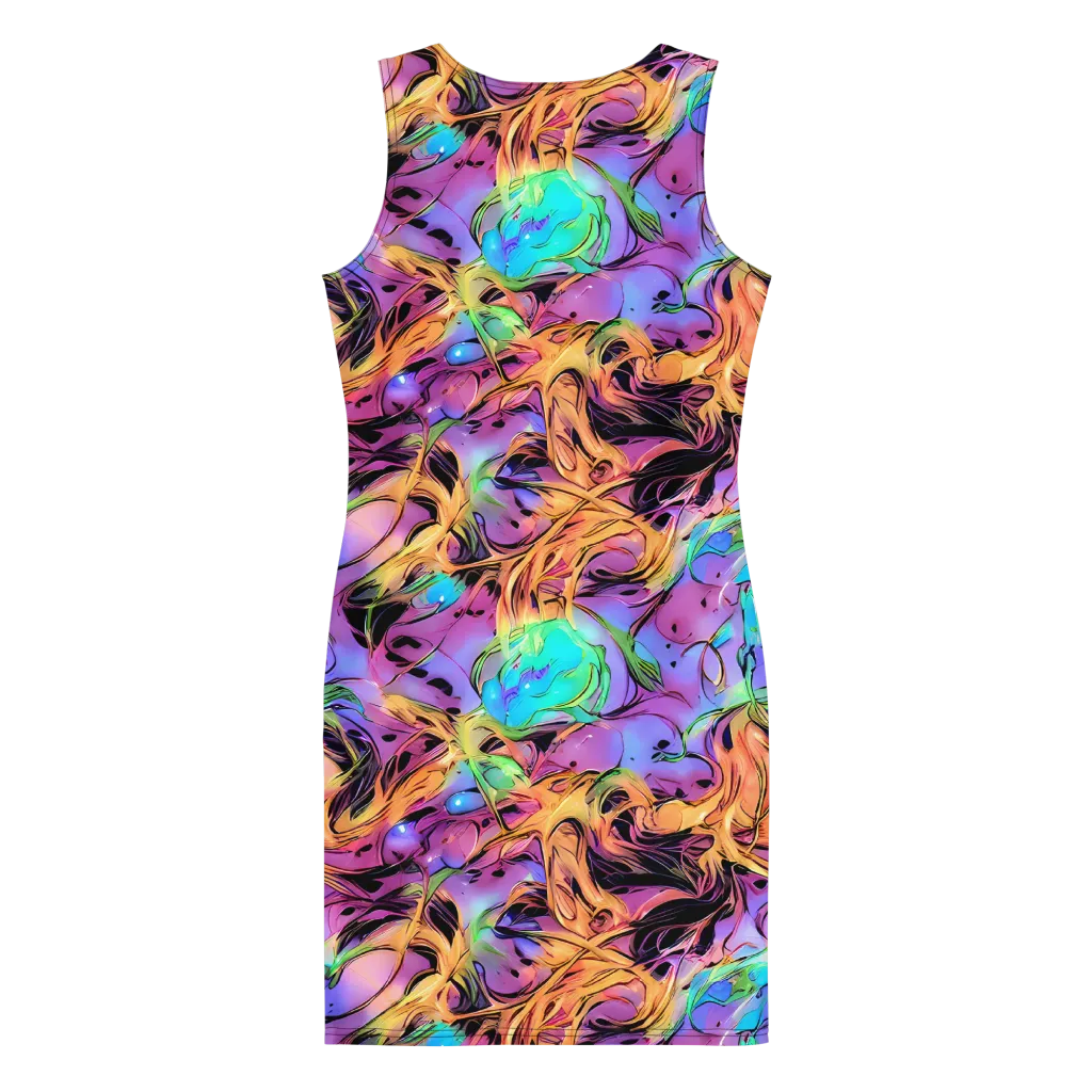 Neon Marigold on Bodycon Dress — Back