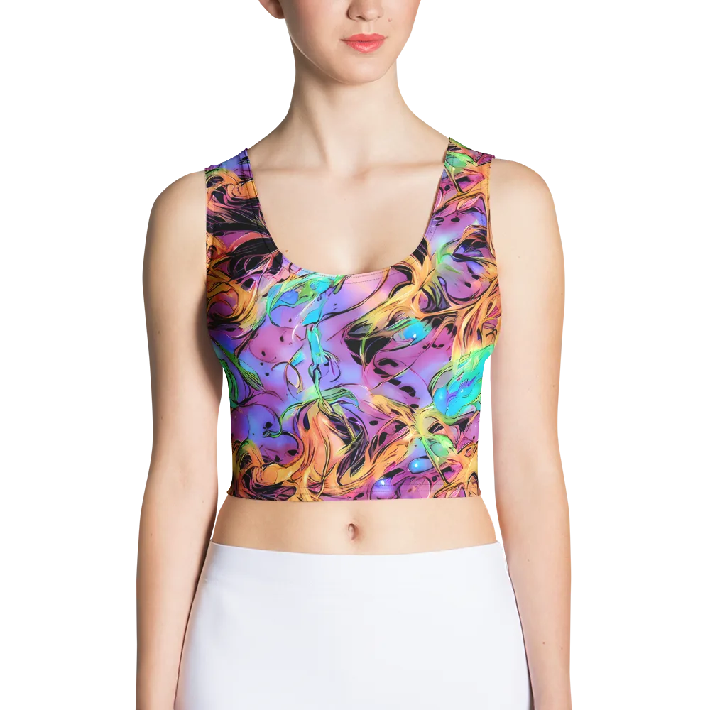 Neon Marigold on Crop Top — Front