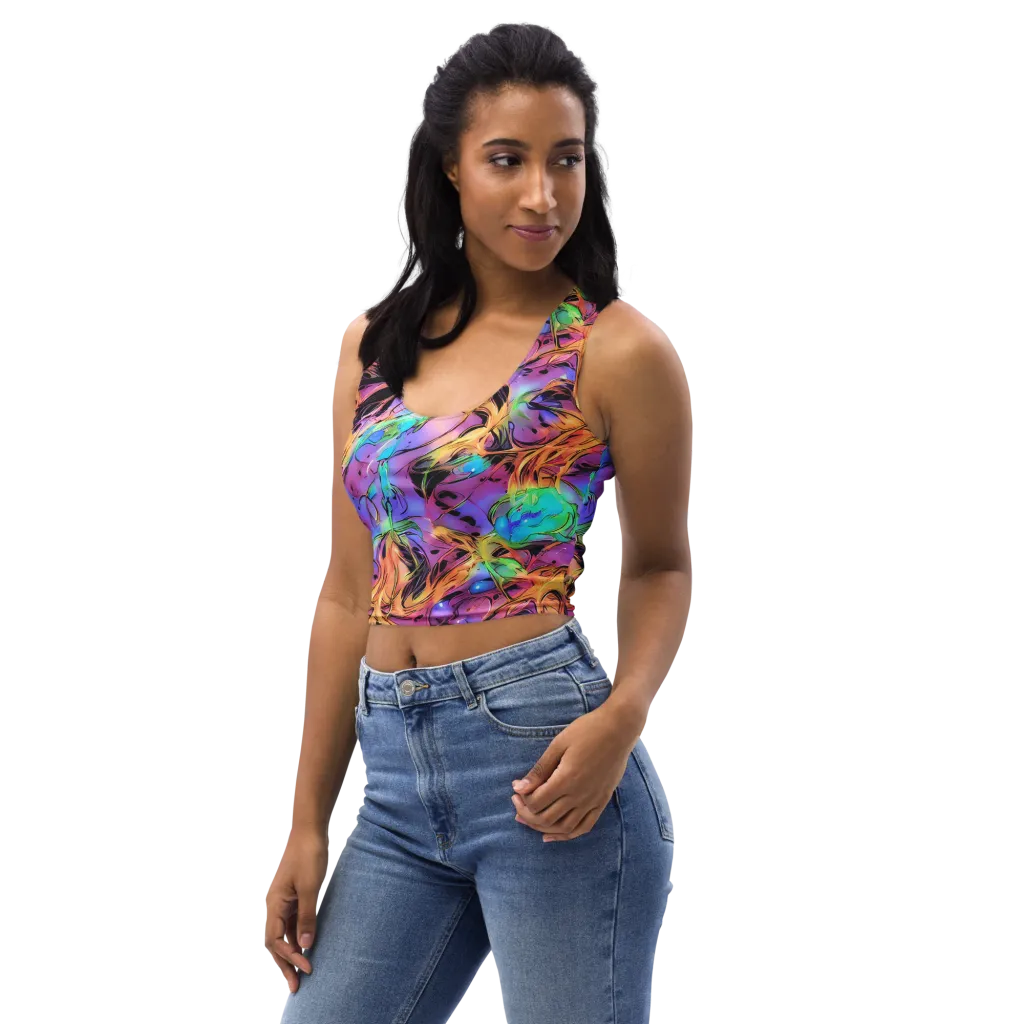 Neon Marigold on Crop Top — Left Front