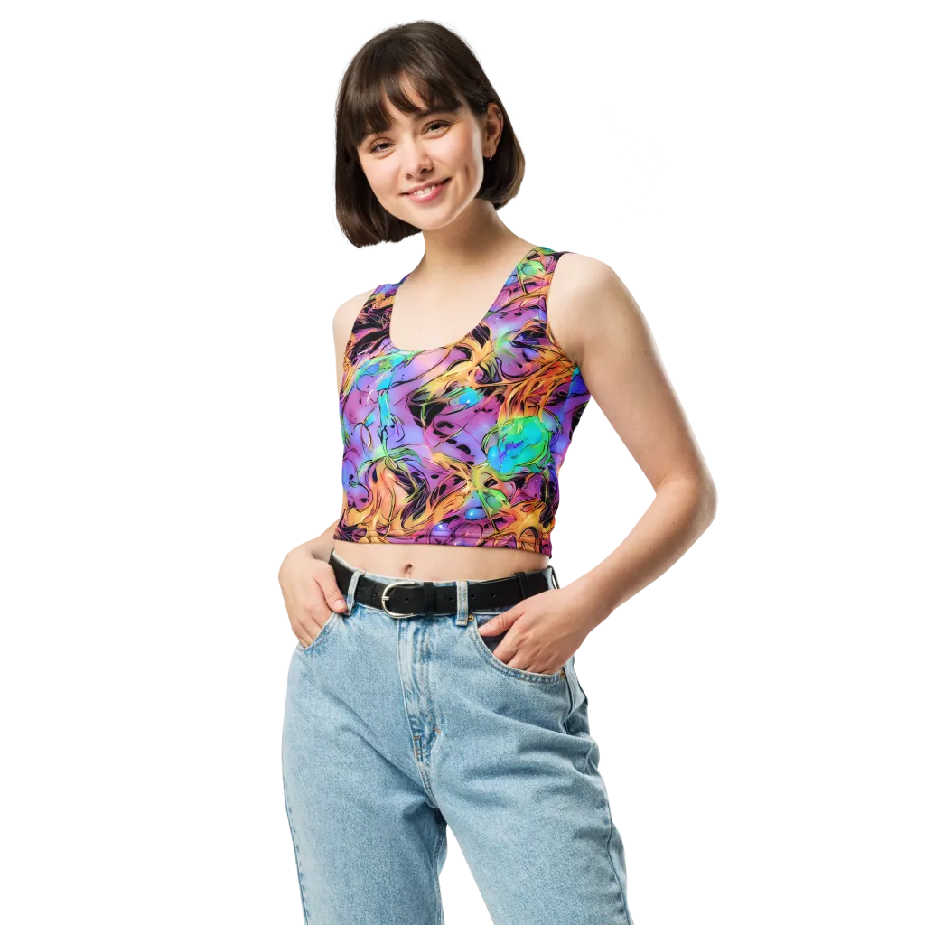 Neon Marigold on Crop Top — Front