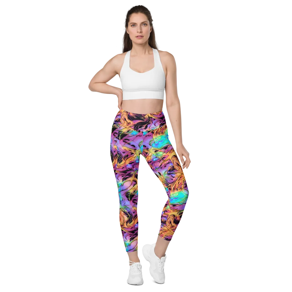 Neon Marigold on Leggings with Pockets — Front