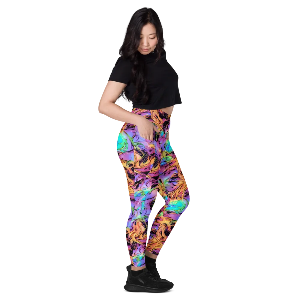Neon Marigold on Leggings with Pockets — Right