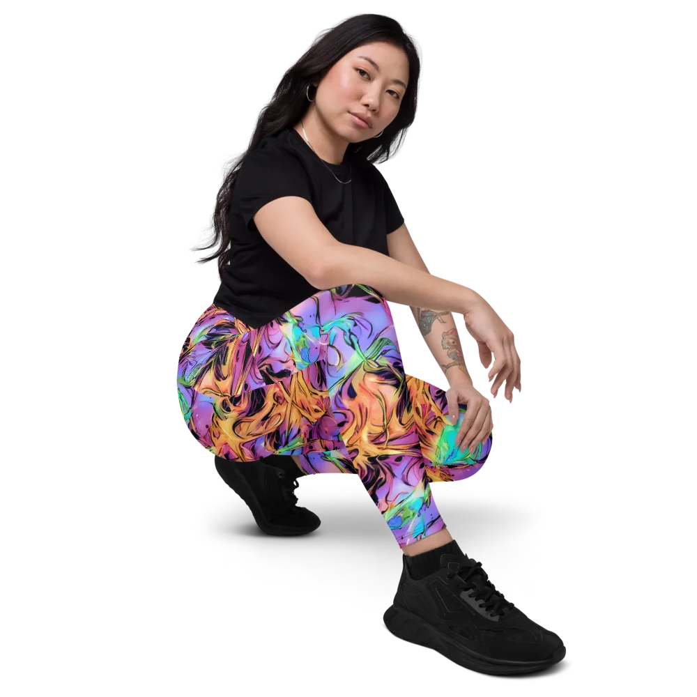 Neon Marigold on Leggings with Pockets — Right Front