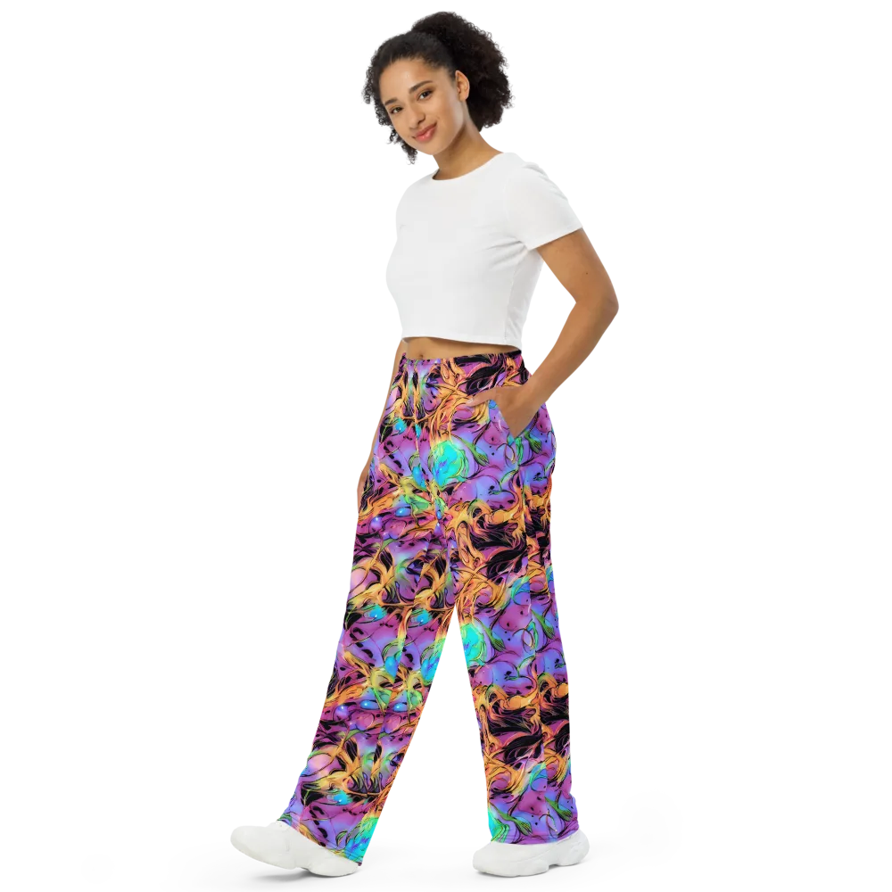 Neon Marigold on Wide-Leg Pants — Left Front