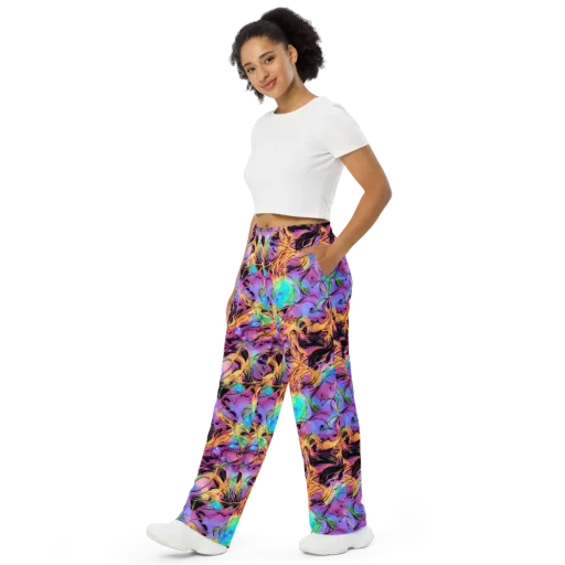 Neon Marigold on a Wide-Leg Pants