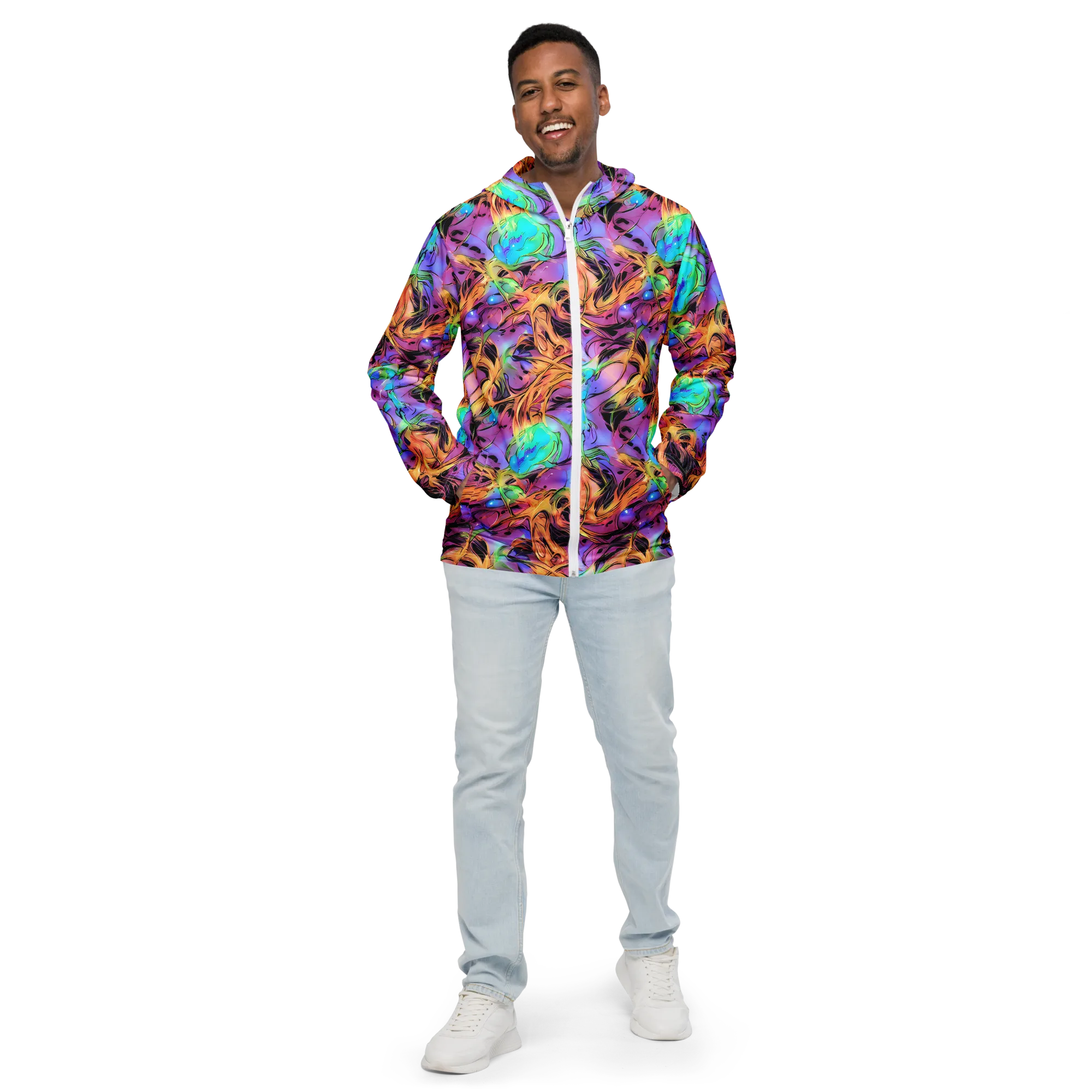 Neon Marigold on Men's Windbreaker — Front