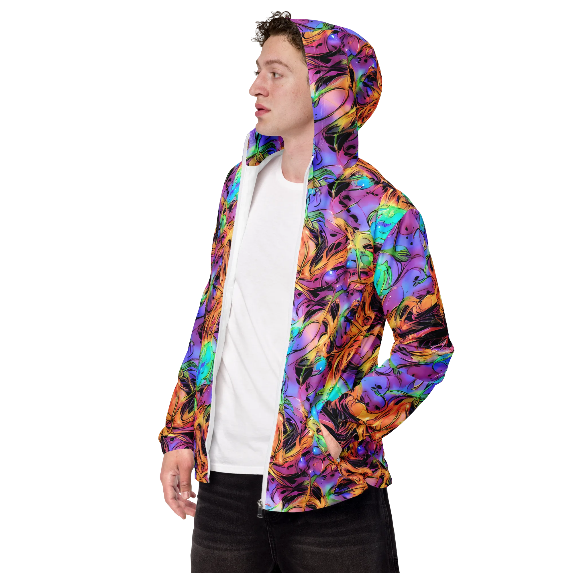 Neon Marigold on Men's Windbreaker — Left Front