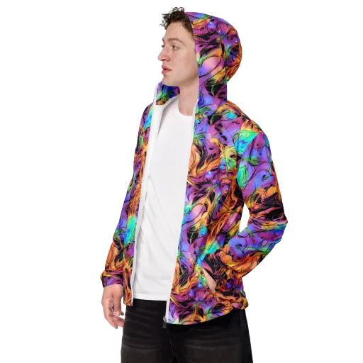 Neon Marigold on a Men's Windbreaker