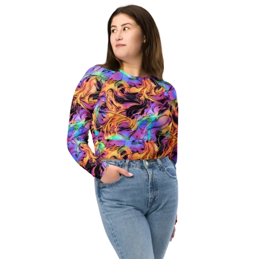 Neon Marigold on a Long Sleeve Crop Top