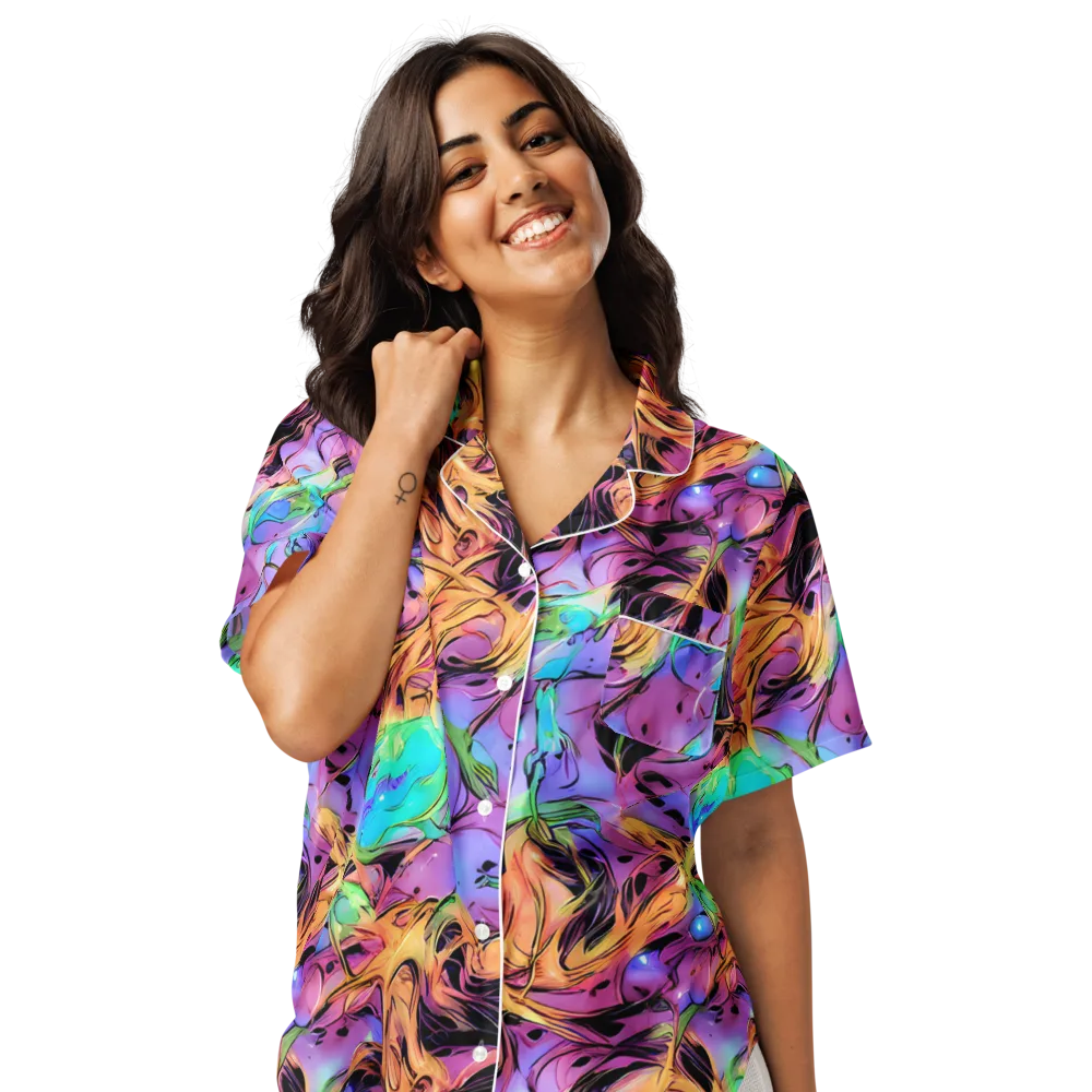Neon Marigold on Women's Short Sleeve Pajama Top — Front