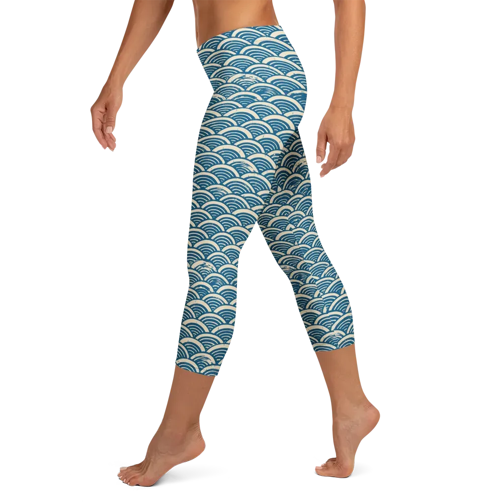 Midnight Wavecrest on Capri Leggings — Left
