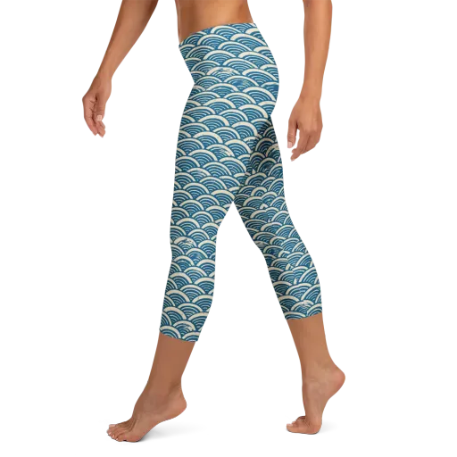 Midnight Wavecrest on a Capri Leggings