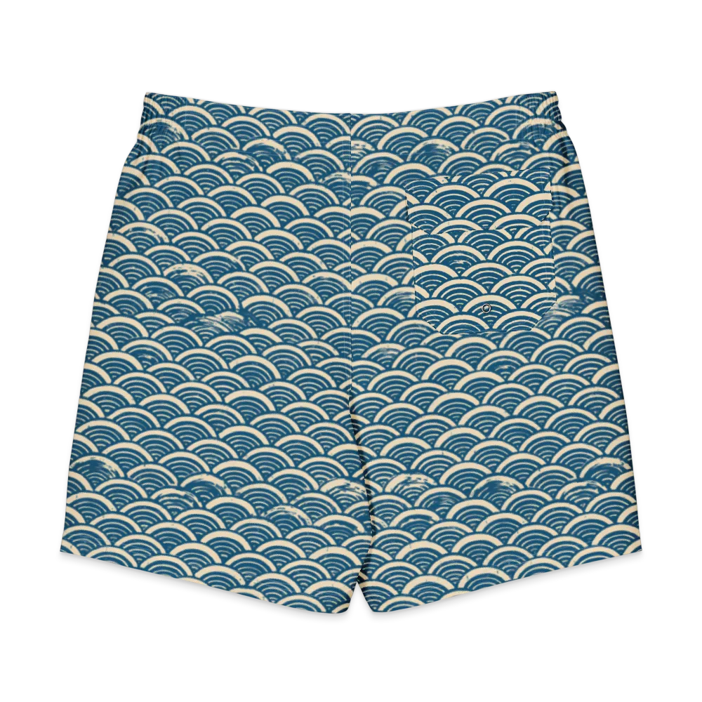 Midnight Wavecrest on Men's Board Shorts — Back