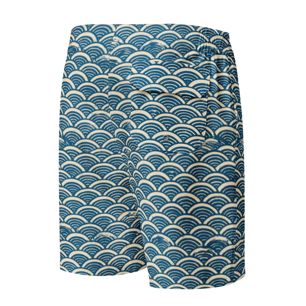 Midnight Wavecrest on Men's Board Shorts — Back