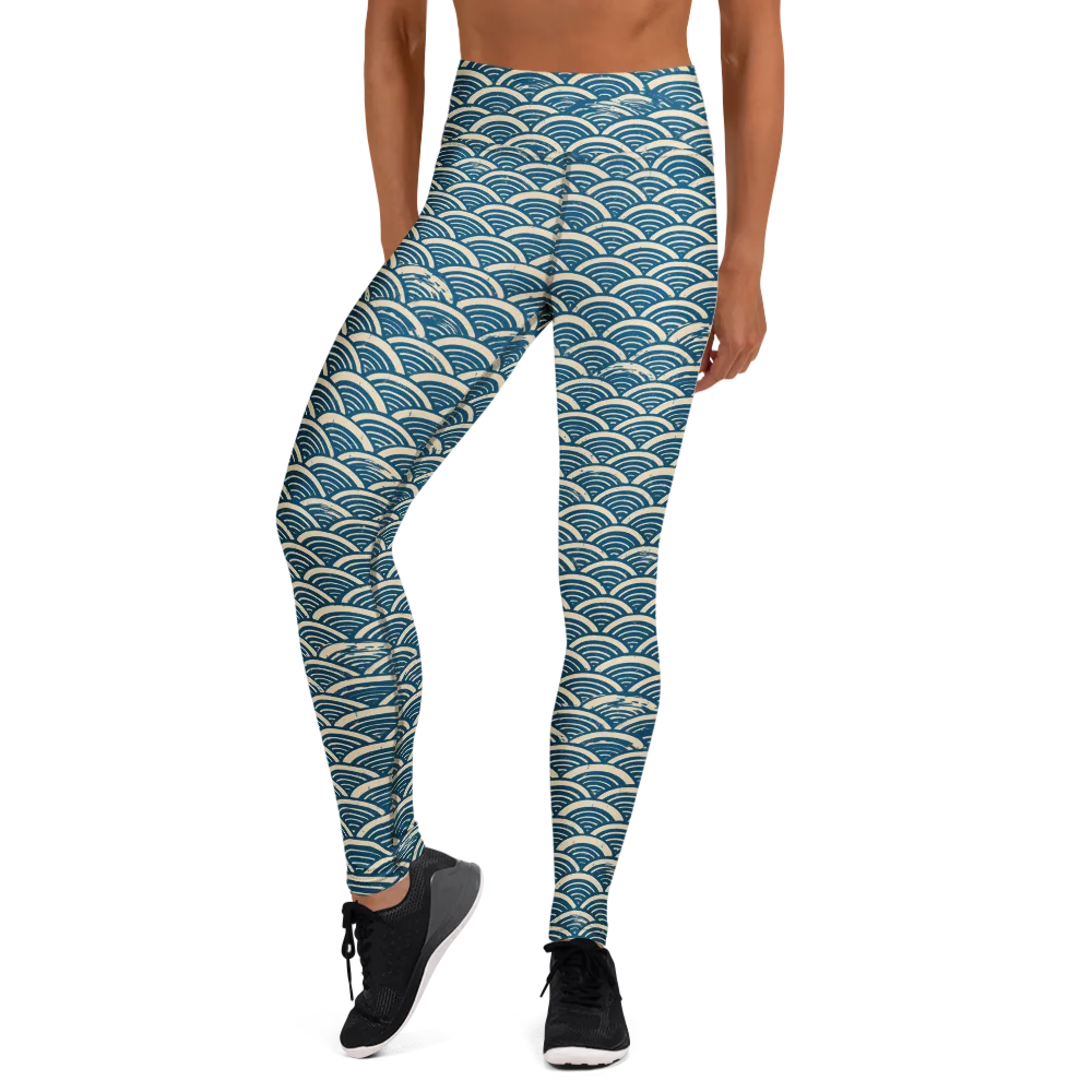 Midnight Wavecrest on Yoga Leggings — Front