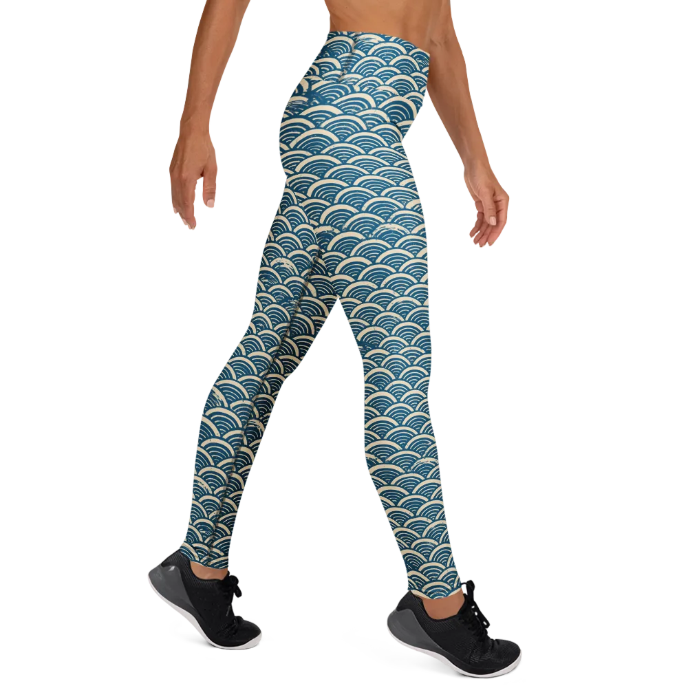 Midnight Wavecrest on Yoga Leggings — Right