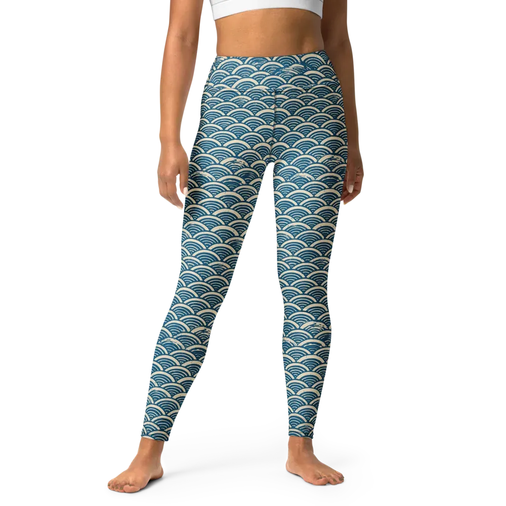 Midnight Wavecrest on Yoga Leggings — Front