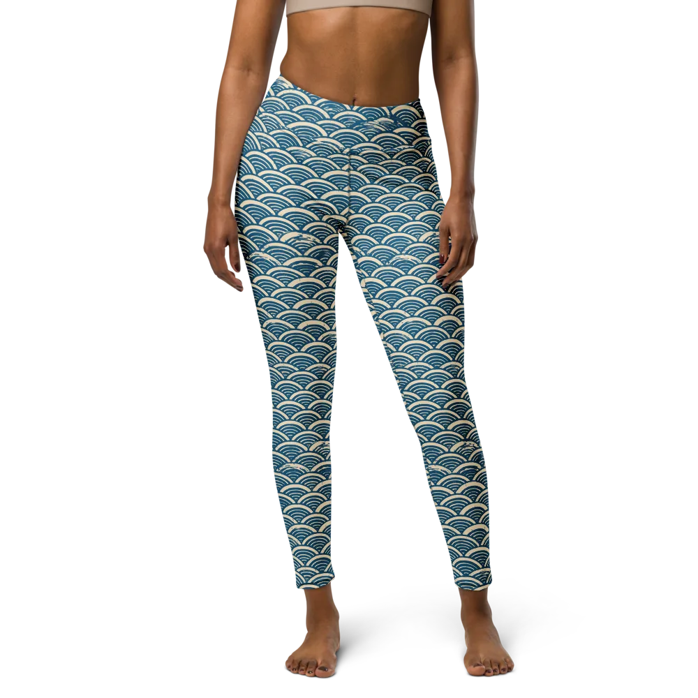 Midnight Wavecrest on Yoga Leggings — Front