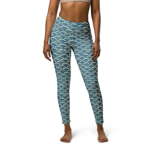 Midnight Wavecrest on a Yoga Leggings
