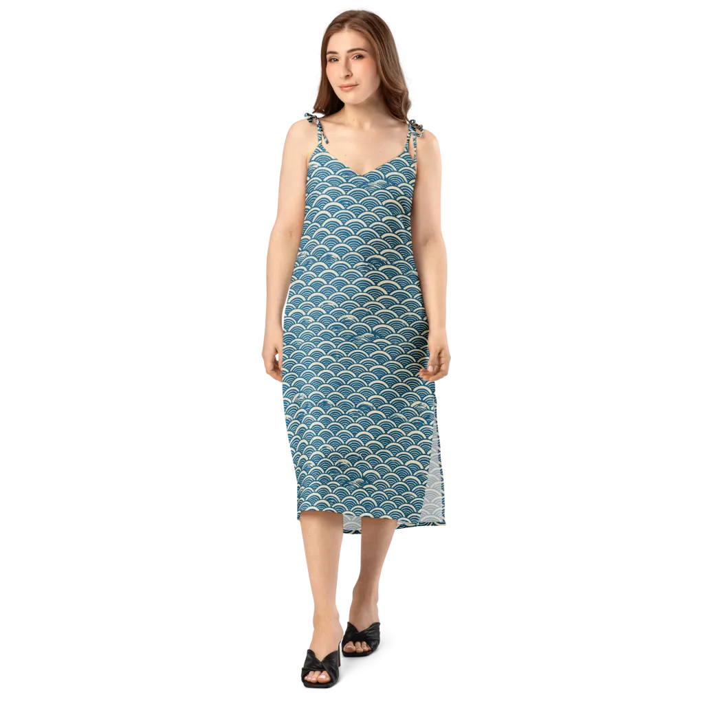 Midnight Wavecrest on Slip Dress — Front