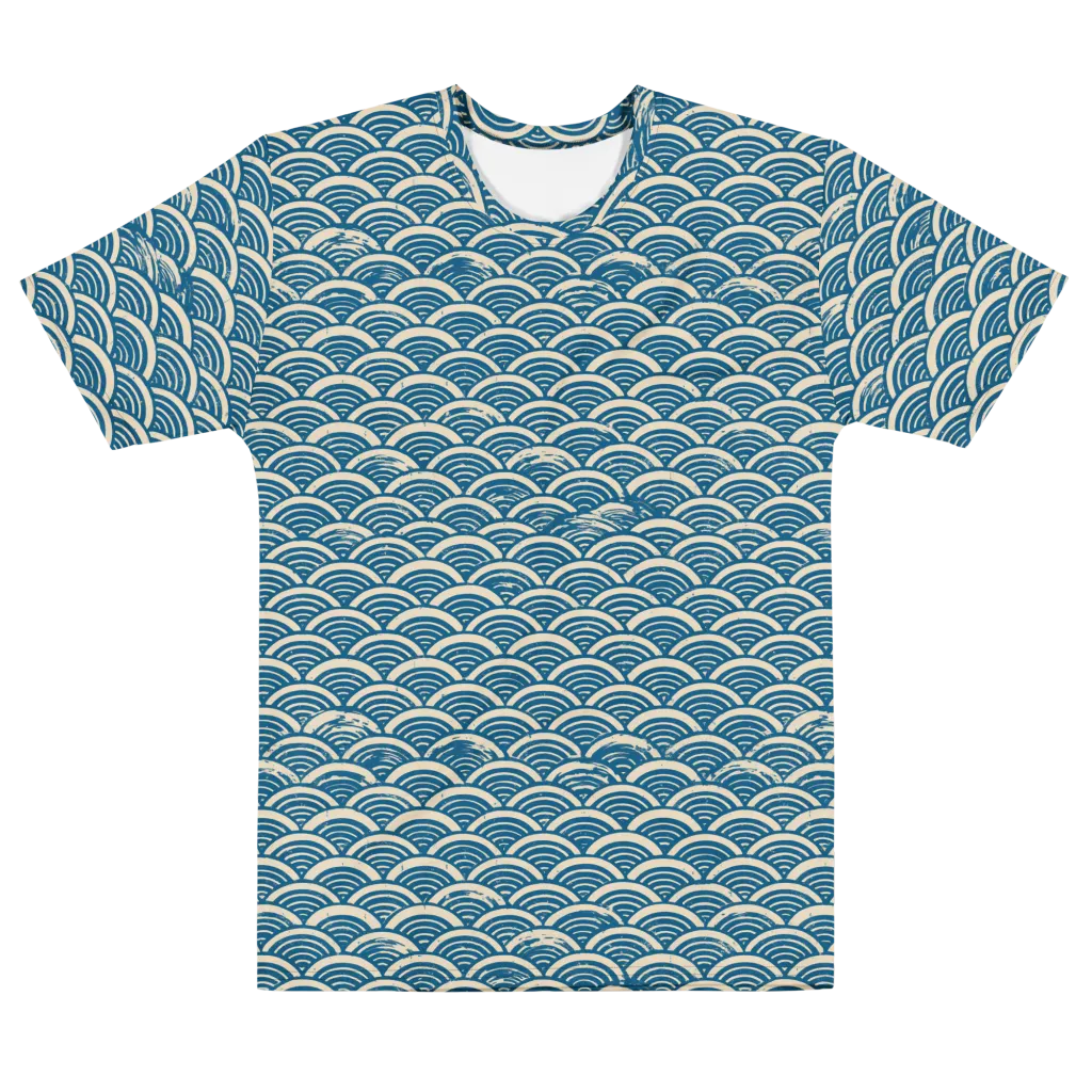 Midnight Wavecrest on Men's Cotton Crew Neck T-Shirt — Front