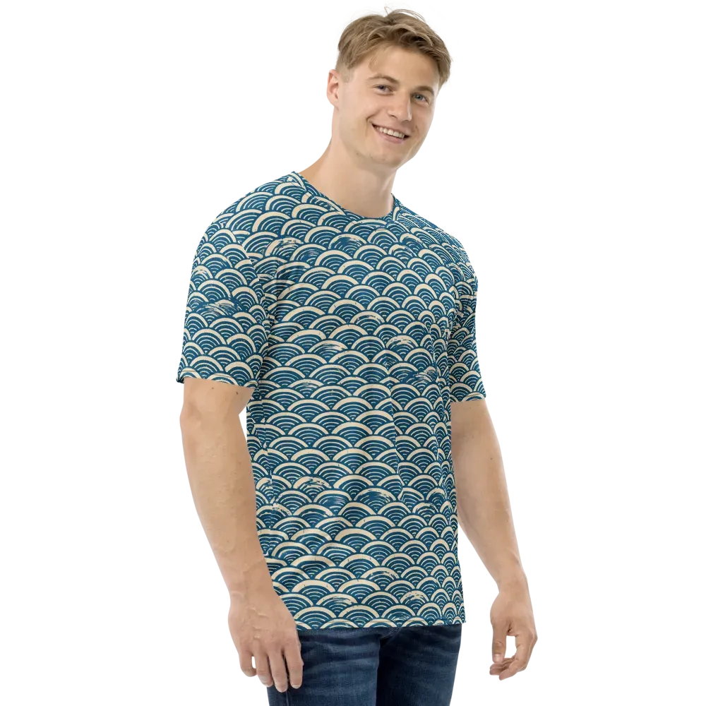 Midnight Wavecrest on Men's Crew Neck T-Shirt — Right