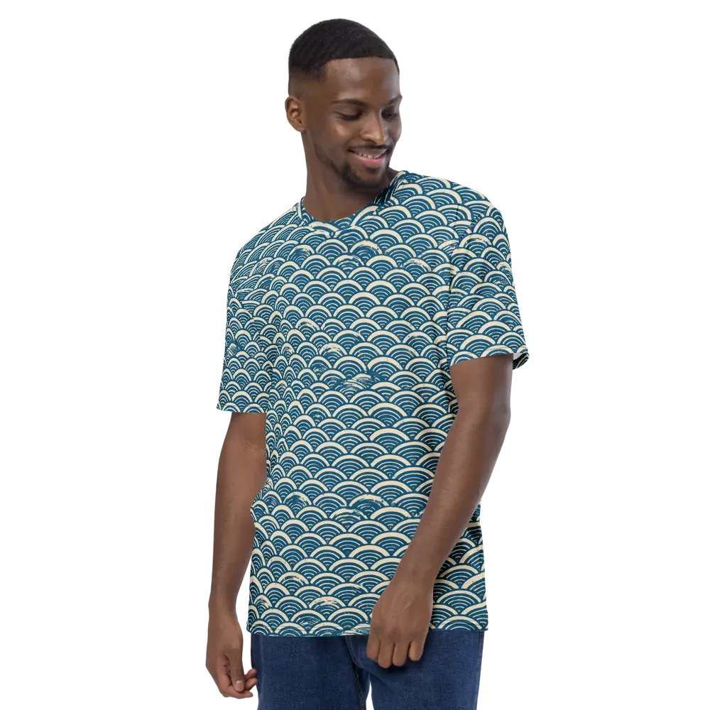 Midnight Wavecrest on Men's Crew Neck T-Shirt — Left