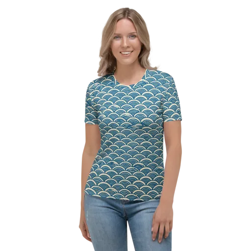 Midnight Wavecrest on a Women's Crew Neck T-Shirt
